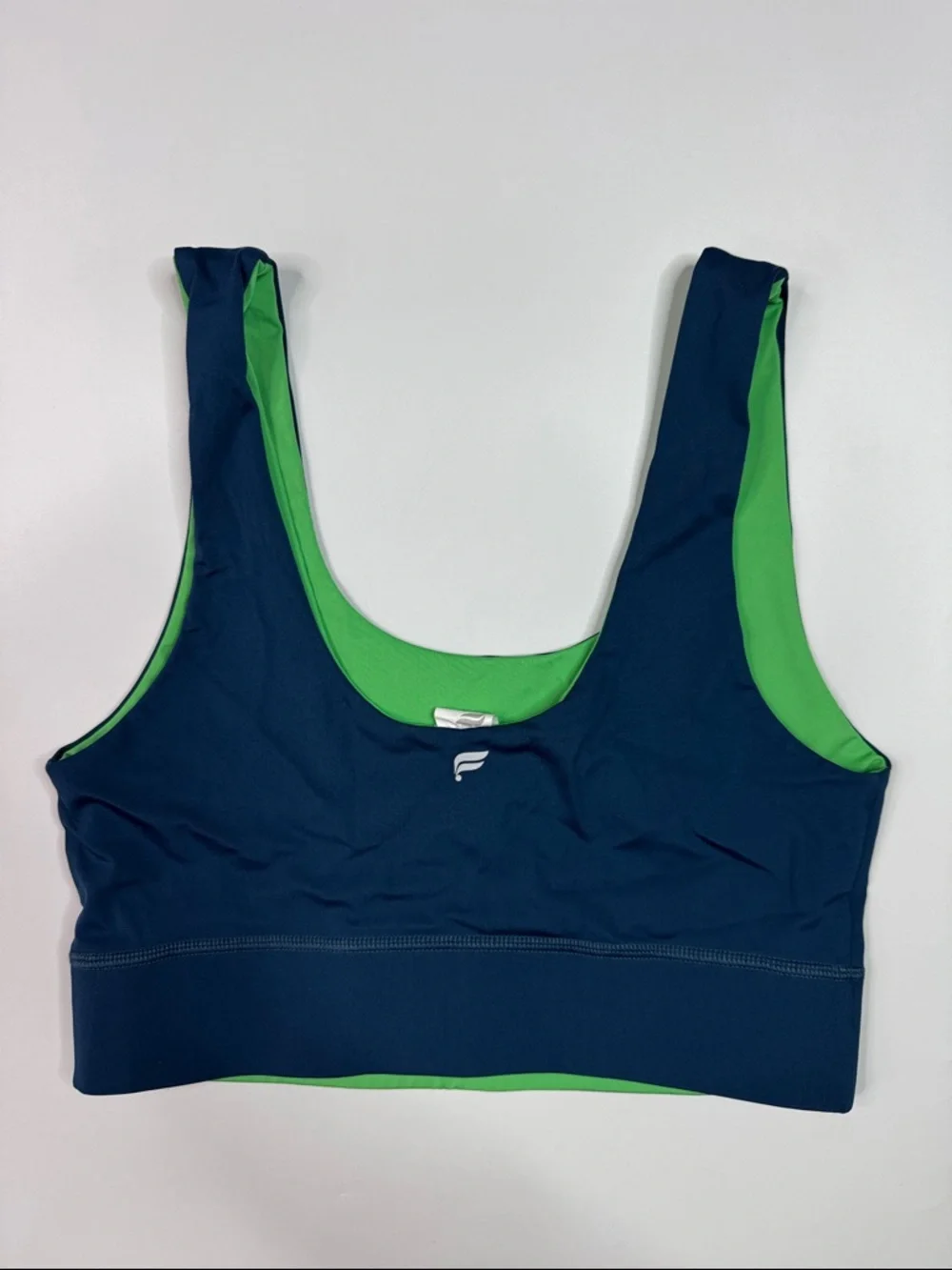 Fabletics Harlow Reversible Medium Impact Sports Bra Green Blue Size Small